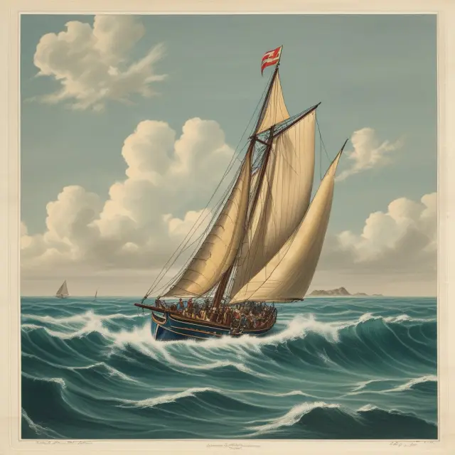 Sailboat riding momentum waves towards trendy stocks in a dynamic financial seascape