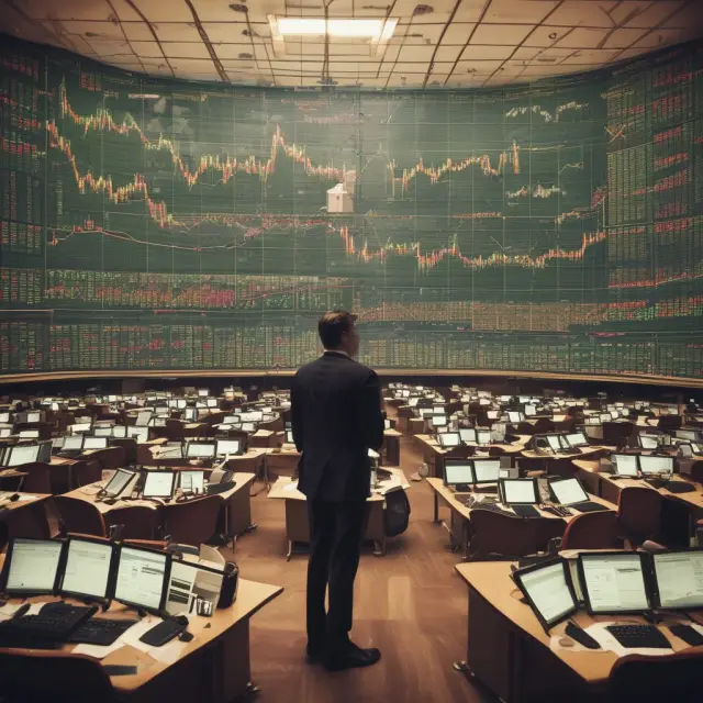 Institutional investors sailing through a sea of stock charts, utilizing momentum strategies to ride market trends