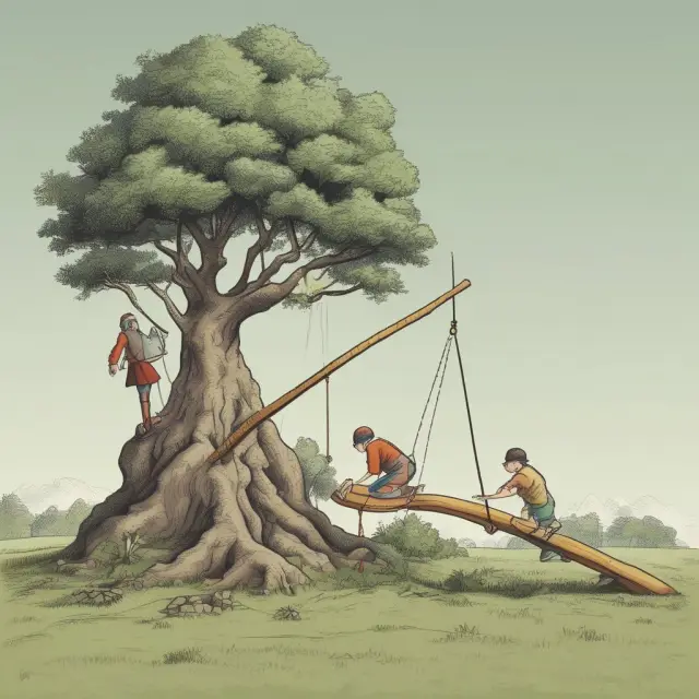 Seesaw depicting monetary policy levers balancing economic growth and inflation