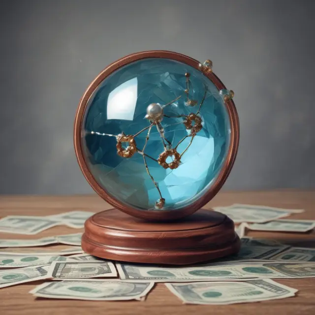 Crystal ball filled with monetary aggregates, illustrating their role in predicting inflation and economic stability