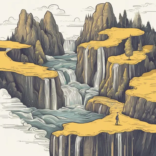 Golden currency river merges with waterfall of bank reserves to form monetary base