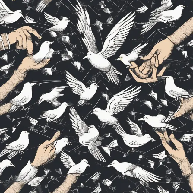 The Federal Reserve releasing dove-shaped currency symbols as it adjusts interest rates, affecting consumer spending and economic trends.