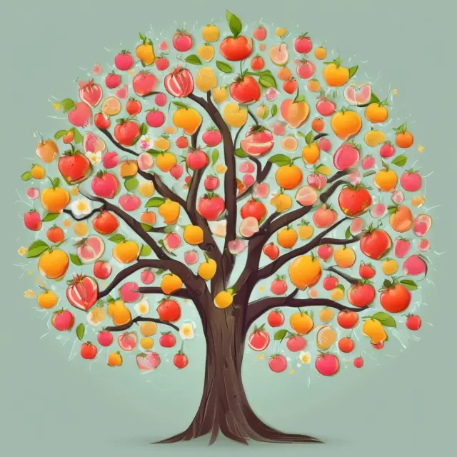 Tree laden with fruits symbolizing website monetization strategies including advertising, subscriptions, and digital product sales