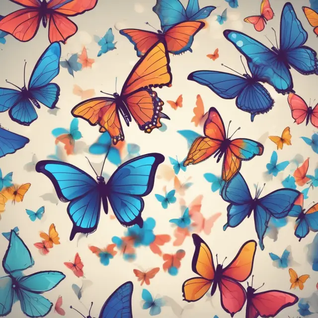 Data butterflies represent user data flying between various social media platforms and businesses, illustrating the monetization process