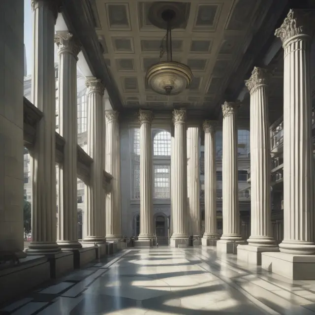 A stylized image featuring money center banks as powerful, interconnected structures in major economic hubs, with an ocean representing the flow of capital