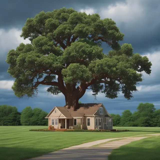 A group of money center banks (Bank of America, Citi, JP Morgan, and Wells Fargo) depicted as sturdy oak trees weathering a financial storm