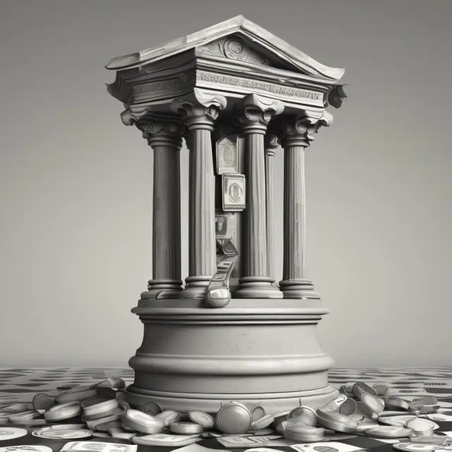 Money center bank as a chesspiece on an economic board game, maneuvering through financial crises to yield dividends