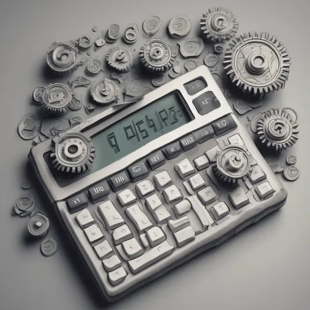A calculator with gears turning, symbolizing the process of determining money market yields using the holding period yield and bank discount yield methods