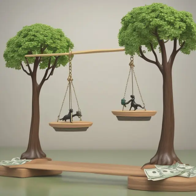 A seesaw illustrating investment risks and returns with money market securities represented by a stable weight on the low-risk side