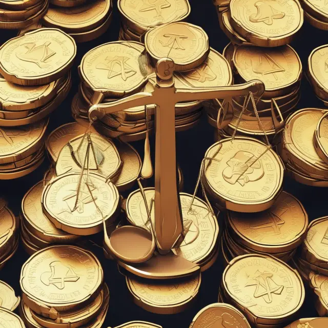 Golden scales with coins on one side being weighed down by a heavy purse symbolizing high fees and minimum balance requirements in money market funds.