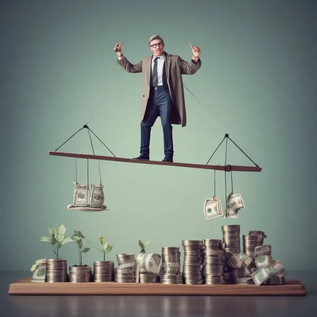An investor carefully managing assets: asset allocation, diversification, risk management, monitoring & rebalancing, and maintaining liquidity.