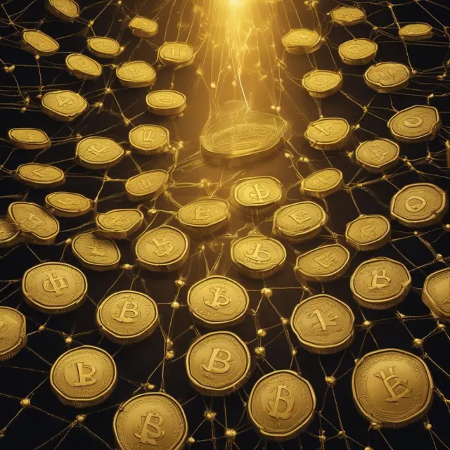 Golden coins representing money laundering interconnecting drug trafficking, terrorism financing, human smuggling, fraud, and societal impacts.