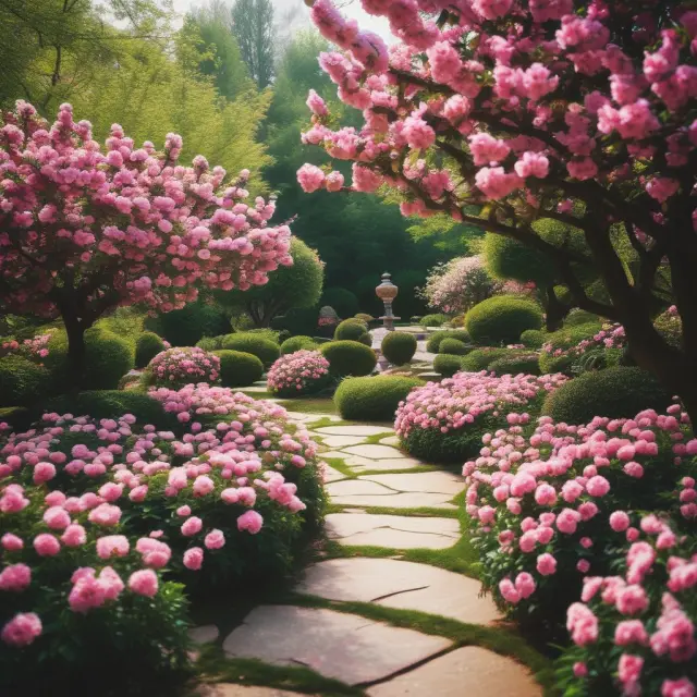 Visualization of a flourishing garden filled with MMA elements - higher interest rates as sunflowers, check-writing as roses, minimum balances as pots, and FDIC insurance as an umbrella