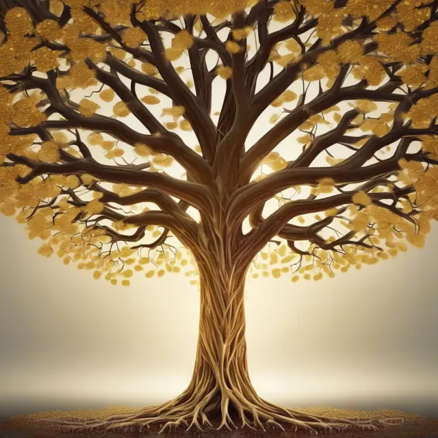 Golden tree symbolizing corporate tax savings and employee retirement benefits through a money purchase plan