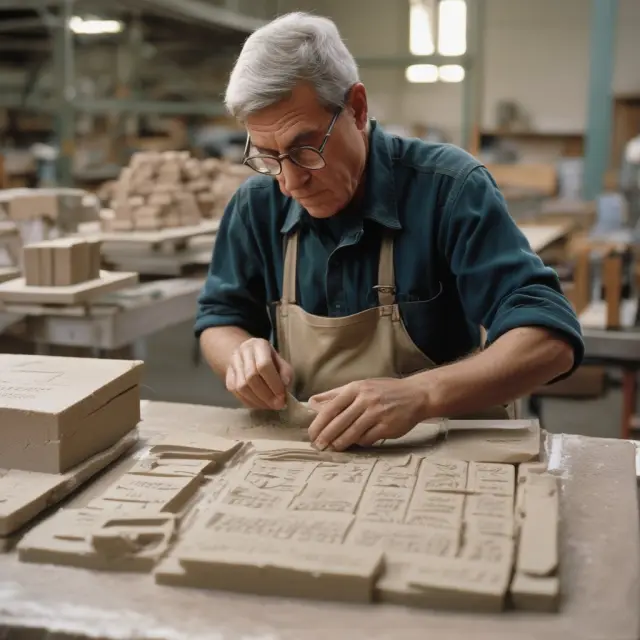 A Federal Reserve sculptor molds clay tablets, each symbolizing M0, M1, M2 components of US money supply