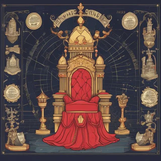 Monopolist on a throne, flanked by profit graphs and pricing strategies: Monopolistic Pricing, Discriminatory Pricing, Predatory Pricing, Two-Part Tariffs, Cost-Plus Pricing