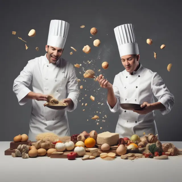 Chefs representing firms balance resources while competing for consumers