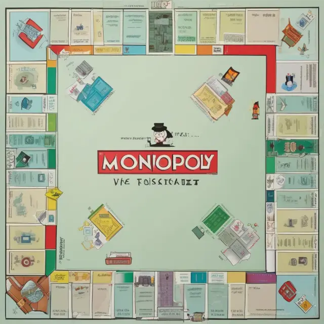 Monopoly board illustrating various market structures - pure, monopolistic competition, natural, and public.
