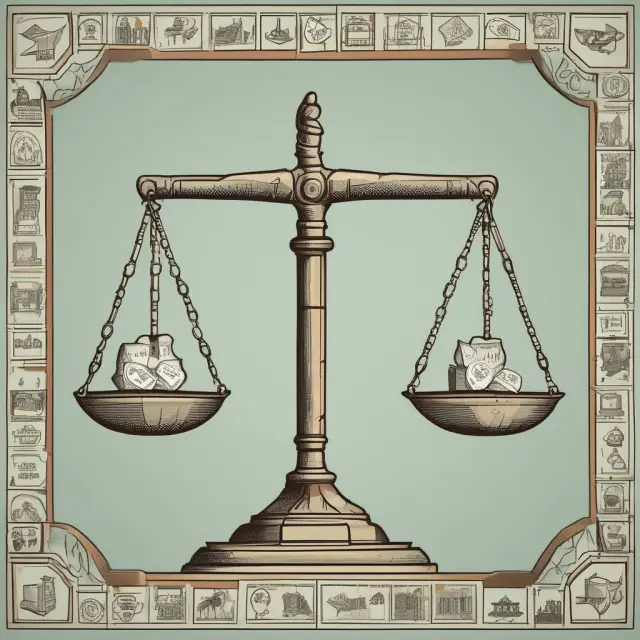 Monopoly vs. Competition: A balance scale comparing the impact of monopolies on consumer choices with a diverse market symbolizing competition