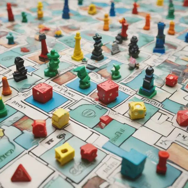 Monopoly pieces form a puzzle map illustrating various market structures and FAQs about monopolies and antitrust laws