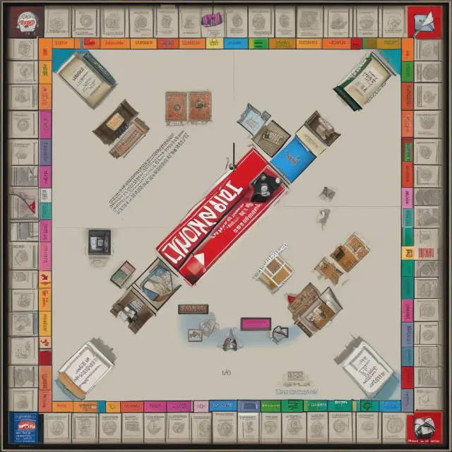 A tableau featuring historical monopolies: AT&T, Altria, and Standard Oil as powerful monarchs ruling over ancient market timelines.