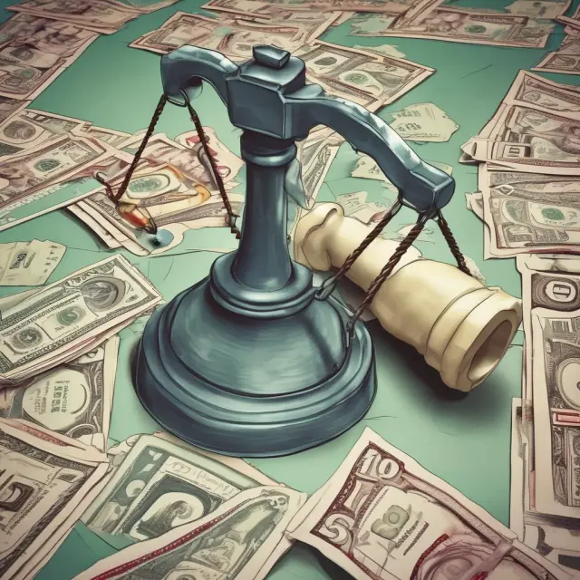An image of a government official wielding a hammer and scales, controlling a monopsony market