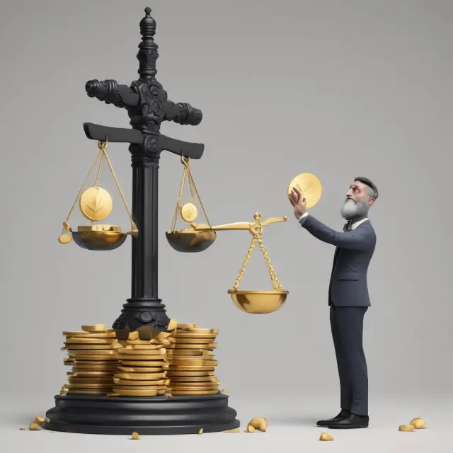 An illustration of a monopsonist manipulating a scale to control market power in finance and investment
