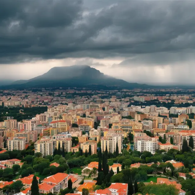 Monte Carlo landscape displaying a normal distribution with raindrops representing confidence levels (68%, 95%, and 99.7%)