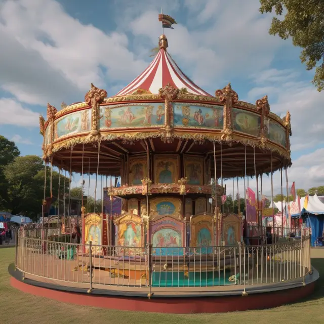 Month-to-month rental pavilion amidst a bustling Renaissance fairground, symbolizing the freedom and fluidity offered by short-term leases