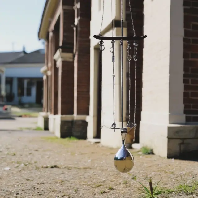 A pendulum illustrating the unpredictability of month-to-month tenancies for landlords, swinging between vacant property and rented space.