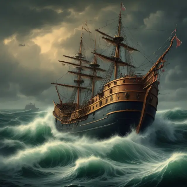 A turbulent sea representing moral hazards leading to financial crises