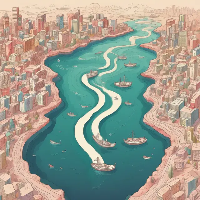 An ever-changing river symbolizing morbidity rates in healthcare, highlighting disease prevalence and trends