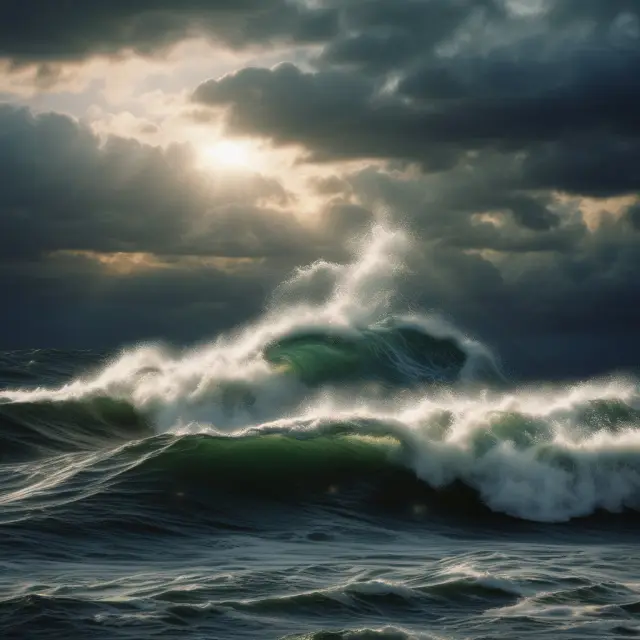 Image of a bullish morning star pattern formed by three candles, emerging from choppy waters, illustrating financial market reversal with increased volume