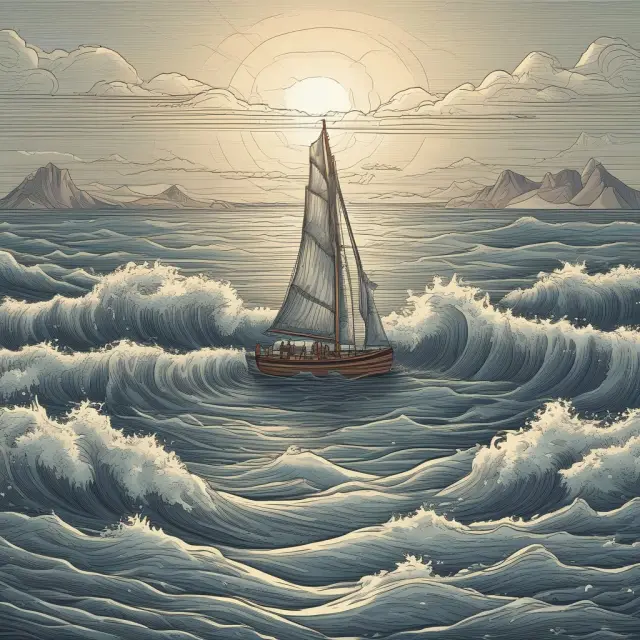 A morning star pattern navigating through turbulent financial markets with a lifejacket of confirming indicators and risk management strategies