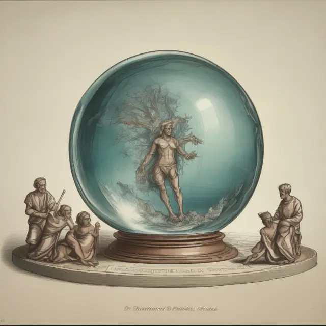 Crystal ball filled with mortality data, illuminating demographic shifts and societal trends