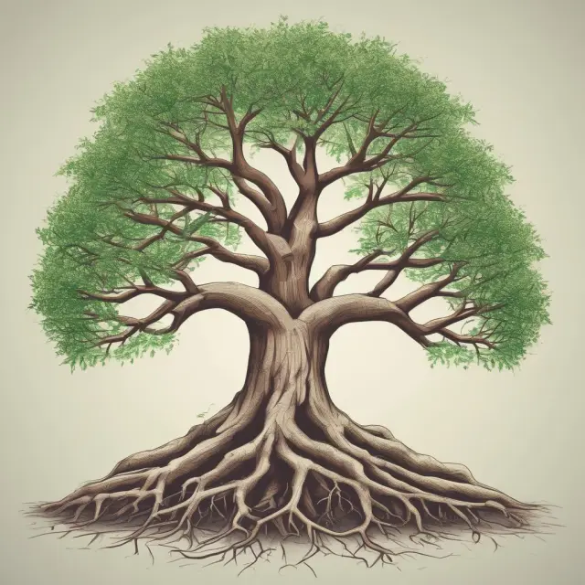 A tree with intertwined roots symbolizing mortgage protection life insurance, family, home peace of mind, and financial security.
