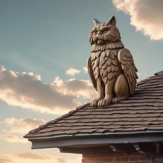 Image: A protective guardian figure safeguarding a home with an umbrella while a person pays mortgage insurance premiums below