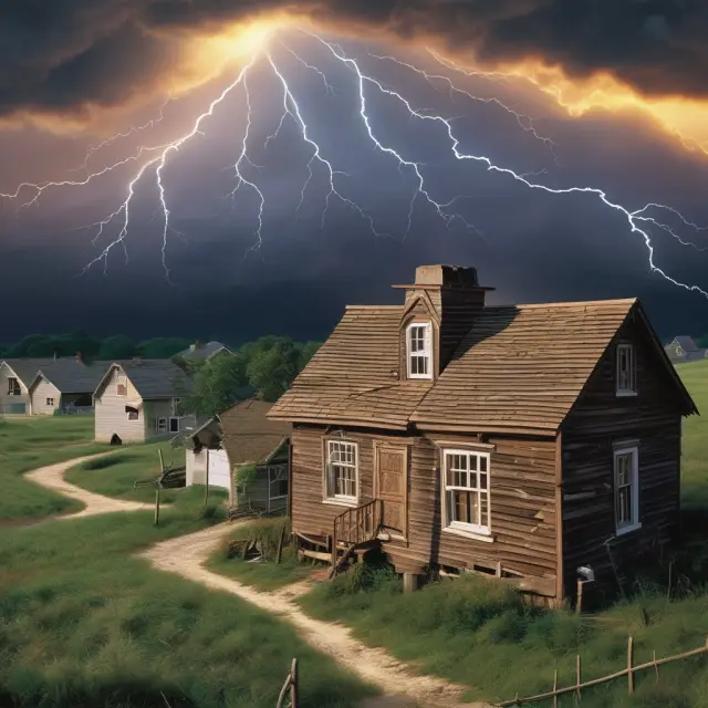 Image of a tranquil landscape with stable mortgage-backed securities being uprooted by a financial storm, illustrating the risks during the 2008 crisis.