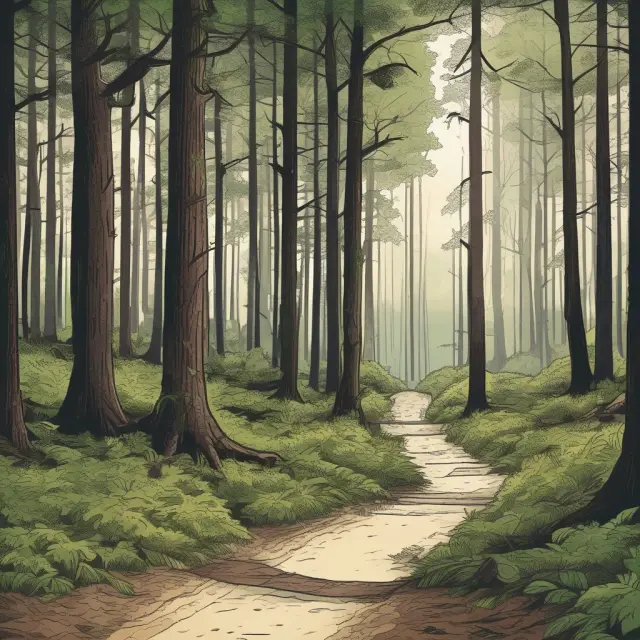 A person walking in a forest passes by temporary forbearance agreement shelters before reaching a permanent loan modification village