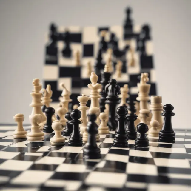 Imagery depicting a mortgage rate lock as a chessboard, with borrowers making strategic moves to secure fixed rates or capitalize on rate drops.