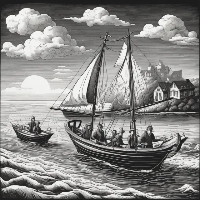 Anchored mortgage banker in formal attire stands firm with a home loan boat, while nimble mortgage broker in casual wear sails through various lending waters