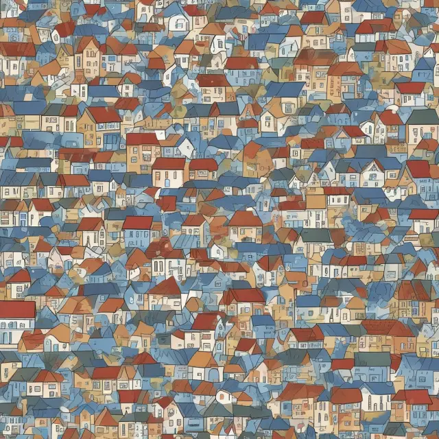 Visualization of mortgage servicing with pieces representing assignments and transfers forming a complex mosaic of the mortgage industry