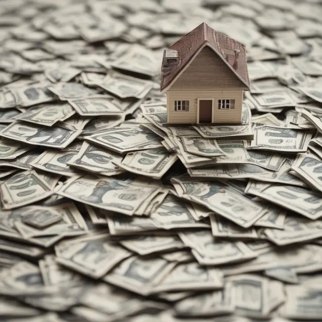 An equilibrium scale tilting towards housing expense components, symbolizing mortgage loan approval process and maximum amounts