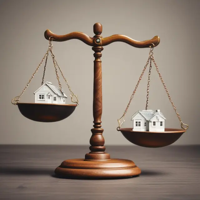 Image: A balanced scale comparing mortgage loan costs - mortgage points vs monthly payments