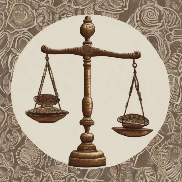 Two scales balanced on a table symbolize non-discrimination and universality in international trade under the most-favored-nation clause.