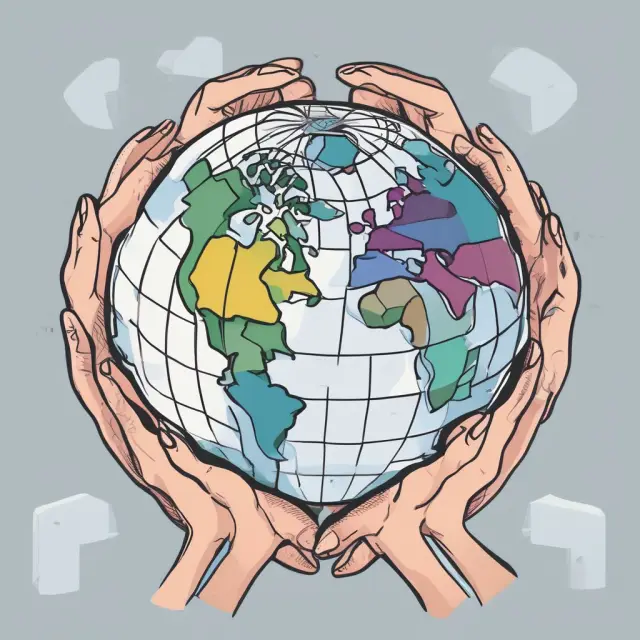Global trading system represented by a rotating globe and interlinked WTO hands enforcing MFN principles