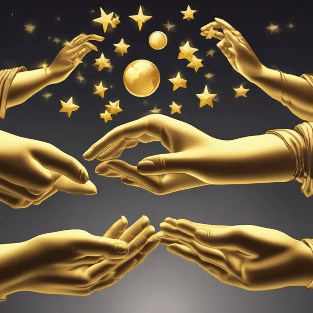 A golden hand offering equal opportunities and benefits to various countries, illustrating the concept of most-favored-nation status in international trade