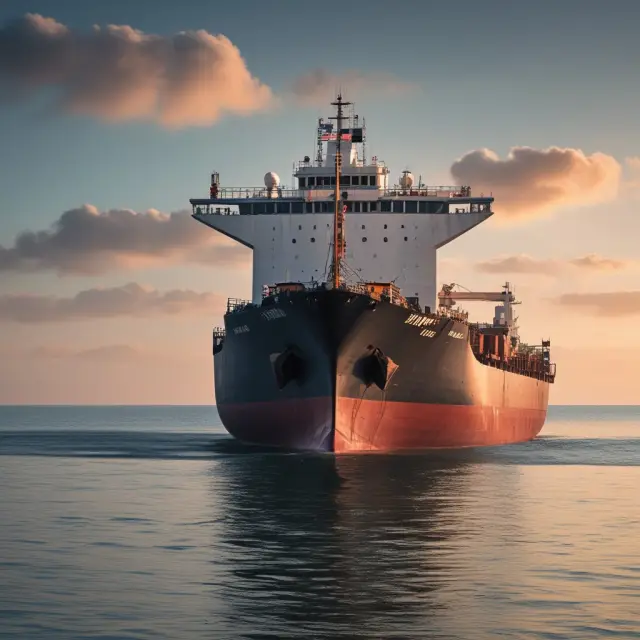 An image of a mothballed tanker resting peacefully on a calm sea, symbolizing the strategic preservation of assets during economic downturns