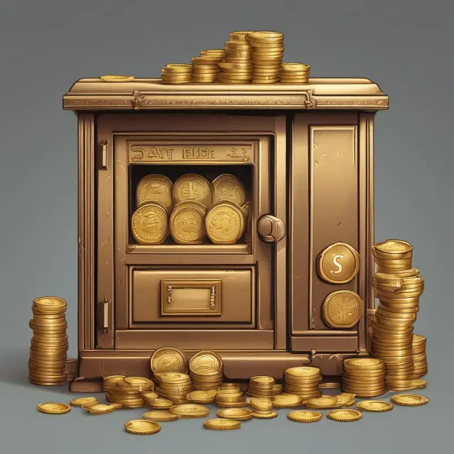 Gold coins in a vault symbolizing mothballed assets, preserving value and flexibility