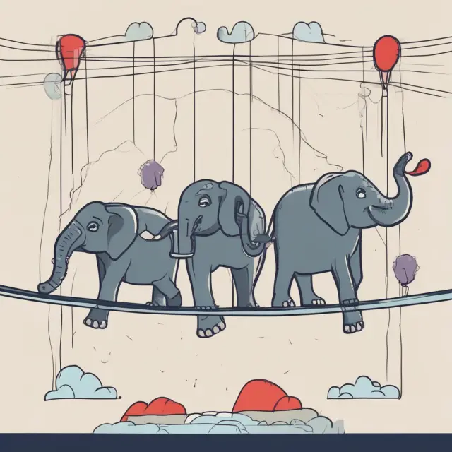 An image of dancing elephants precariously positioned on a tightrope, emphasizing the vulnerabilities and uncertainties involved in using Memorandums of Understanding.